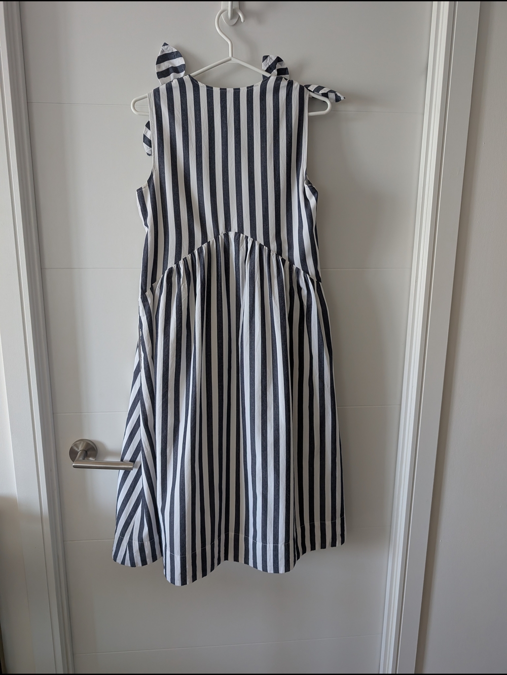 Anthropologie Navy and White Striped Bow-Shoulder Maxi - Picture 7 of 7